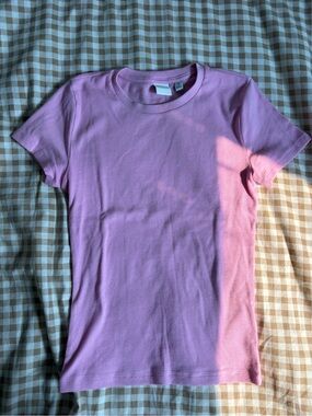 Aritzia Morganite Pink Ribbed Tee